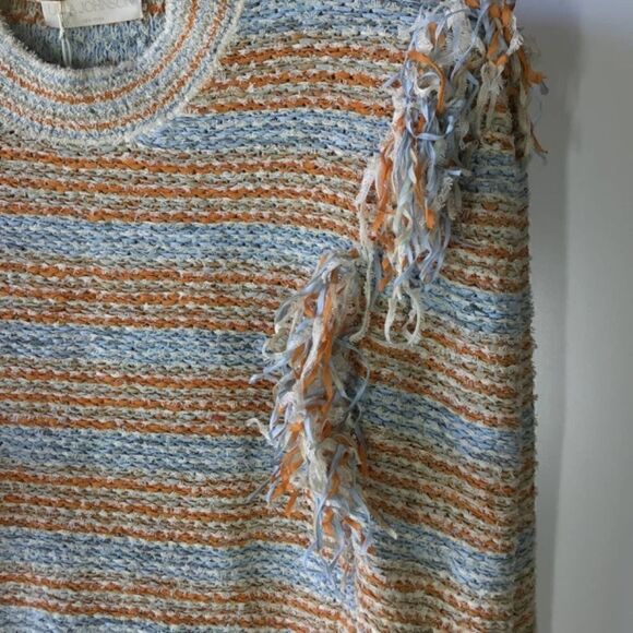 Ulla Johnson Arquette Fringed Striped Cotton-Blend Pullover Sweater in Bergamot - Picture 9 of 16